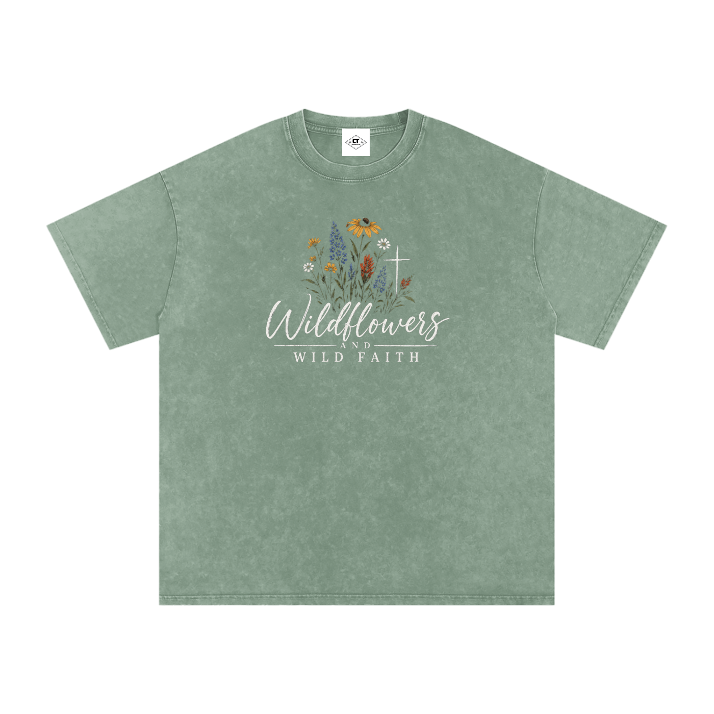 Wildflowers & Wild Faith T-Shirt - Bean Green