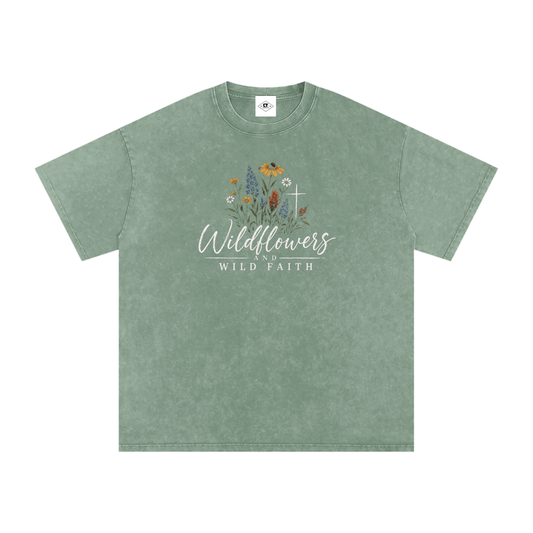 Wildflowers & Wild Faith T-Shirt - Bean Green
