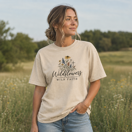 Wildflowers & Wild Faith T-Shirt - Apricot